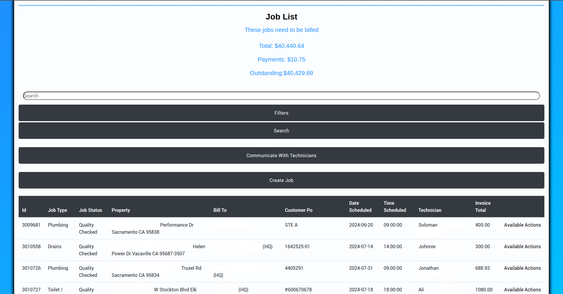 Billing Dashboard